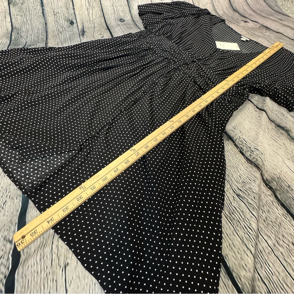 a new day NWT Black White Polka Dot Dress Short Sleeve A-Line V-Neck Size Large - Picture 5 of 9